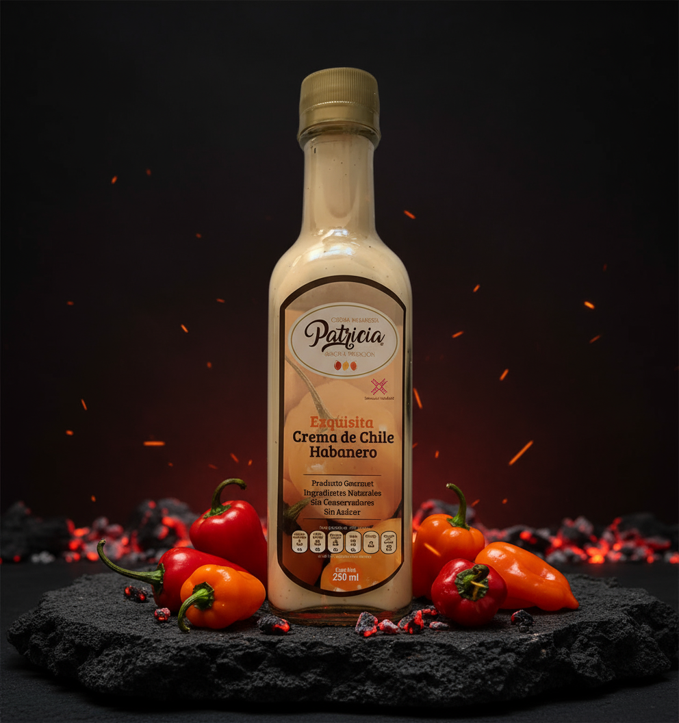 Crema de habanero - 8 Botellas de 250ml Cada Una